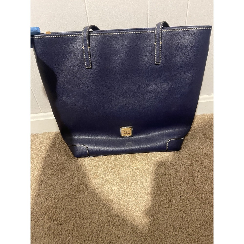 Dooney & Bourke Classic Leather Large Flynn Tote Bag Navy